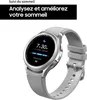 A close-up of a silver smartwatch with a gray band, displaying sleep tracking information on its screen. Podgląd zdjęcia produktu