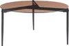 A round coffee table with a brown glass top and a black metal frame, shown against a white background. Voir les images du produit