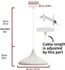 Diagram showing the dimensions and assembly parts of a pendant light. Produktbild-Vorschau