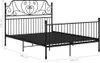 A black metal bed frame is shown from a side angle with dimensions indicated. Produktbild-Vorschau