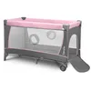 A baby travel cot with a pink quilted top edge and gray mesh sides, shown on a white background. Anteprima dell’immagine prodotto