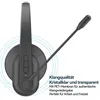 A close-up of a black headset with a microphone, with marketing text overlaid. Produktbild-Vorschau