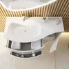 Mobile bagno sospeso 105 cm bianco lucido specchio a goccia Anteprima dell’immagine prodotto 3