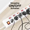 deleyCON 6-fach Steckdosenleiste einzeln schaltbar 1,4m - Produktbild-Vorschau 3