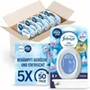 A cardboard box filled with Febreze air fresheners, with a single unit and a promotional card in the foreground. Anteprima dell’immagine prodotto