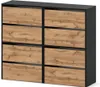 A modern shoe cabinet with a black frame and wood-effect doors. Podgląd zdjęcia produktu