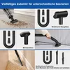 Collage showing various vacuum cleaner attachments and their uses. Produktbild-Vorschau
