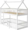 A white wooden bunk bed with a house-shaped frame. Anteprima dell’immagine prodotto