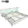 A diagram of a white bed frame with dimensions indicated by measurement lines and numbers. Produktbild-Vorschau