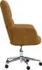 A side view of a brown velvet office chair with a chrome base and wheels. Náhľad obrázku produktu