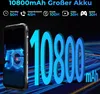 A smartphone is shown next to large text indicating its battery capacity and usage times for different activities. Produktbild-Vorschau