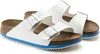 A pair of white Birkenstock Arizona sandals with silver buckles, shown on a white background. Náhľad obrázku produktu
