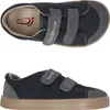 A top-down view and a side view of a pair of children's sneakers. Produktbild-Vorschau