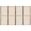 A room divider with four panels, made of wooden frames and beige fabric. Voir les images du produit