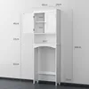 A white bathroom cabinet with dimensions indicated by measurement lines and text. Náhled obrázku produktu