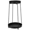 A black metal plant stand with two circular trays. Produktbild-Vorschau