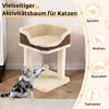 Kratzbaum mit Plüschsitz, Sisalstämmen und Ball, Beige Produktbild-Vorschau 3