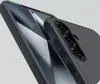 A close-up shot of a black phone case with a textured surface, showing the camera module and side buttons. Produktbild-Vorschau