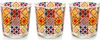 Three decorative glass tumblers with a geometric pattern. Voir les images du produit