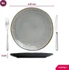 A set of plates and cutlery with dimensions indicated. Náhled obrázku produktu
