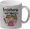 Fröhliches Cartoon-Mädchen - Erzieherin mit Herz Produktbild-Vorschau 1