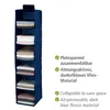 A hanging closet organizer with multiple shelves filled with folded clothes, next to descriptive text. Anteprima dell’immagine prodotto