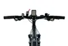 A close-up, top-down view of an electric mountain bike's handlebars and front fork. Produktbild-Vorschau