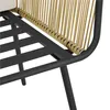 Close-up of the corner of a chair or sofa, showing the black metal frame and tan rope detailing. Produktbild-Vorschau
