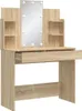 A makeup vanity with a mirror and LED lights, made of wood. Podgląd zdjęcia produktu
