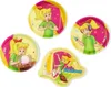 A collage of four round and shaped plates featuring cartoon illustrations of a blonde girl with a red bow in her hair. Produktbild-Vorschau