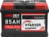 A black car battery with red and white branding. Produktbild-Vorschau