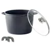 A black pot with a glass lid and two gray handles, isolated on a white background. Anteprima dell’immagine prodotto