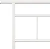 A close-up view of a white metal bed frame. Produktbild-Vorschau