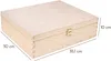 A wooden box with dimensions indicated by measurement lines and text. Produktbild-Vorschau