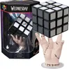 A Wednesday-themed Rubik's Cube is displayed in its packaging, with a hand-shaped display stand. Anteprima dell’immagine prodotto
