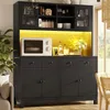 Armoire haute de style buffet avec éclairage RGB LED Voir les images du produit 1
