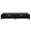 A black TV cabinet with open doors and gold accents, shown from the front. Anteprima dell’immagine prodotto