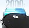 A close-up of a black robot vacuum cleaner with stylized battery icons and text indicating battery capacity in the background. Náhled obrázku produktu