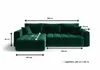 A diagram showing the dimensions of a green sectional sofa. Náhled obrázku produktu