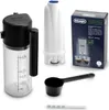 A collection of coffee machine accessories, including a water tank, a water filter, a measuring scoop, and a box of descaler. Produktbild-Vorschau