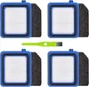 Four vacuum cleaner filters and a cleaning brush are arranged in a grid on a white background. Produktbild-Vorschau