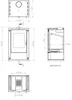 Technical drawings and dimensions of a wood-burning stove. Náhľad obrázku produktu