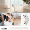 A collage showing a white massage table and a person receiving a massage. Náhled obrázku produktu