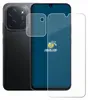 A smartphone with a screen protector and camera protector laid out next to it. Produktbild-Vorschau