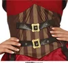 Close-up of a person wearing a costume with striped fabric and leather belts with gold buckles. Náhled obrázku produktu