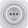 A close-up, front-facing view of a white electrical timer outlet with a circular dial and numerical markings. Náhľad obrázku produktu