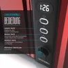 Close-up of a red toaster's control panel with illuminated buttons and a digital display. Produktbild-Vorschau
