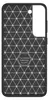 A black phone case with a geometric pattern and a cutout for the camera. Produktbild-Vorschau