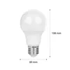 A white LED light bulb with dimensions indicated. Náhľad obrázku produktu