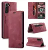 Multiple views of a red leather wallet-style phone case for a Samsung Galaxy S22 5G.